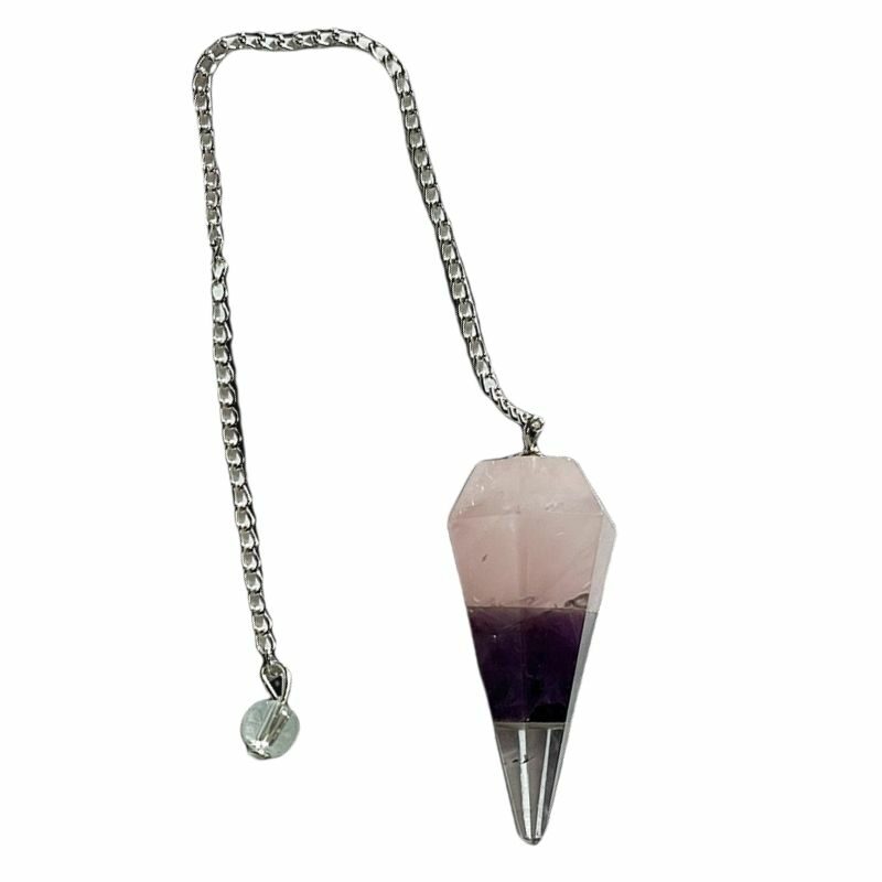 Pendulum Rose Quartz Amethyst Rock Crystal Εξάπλευρο