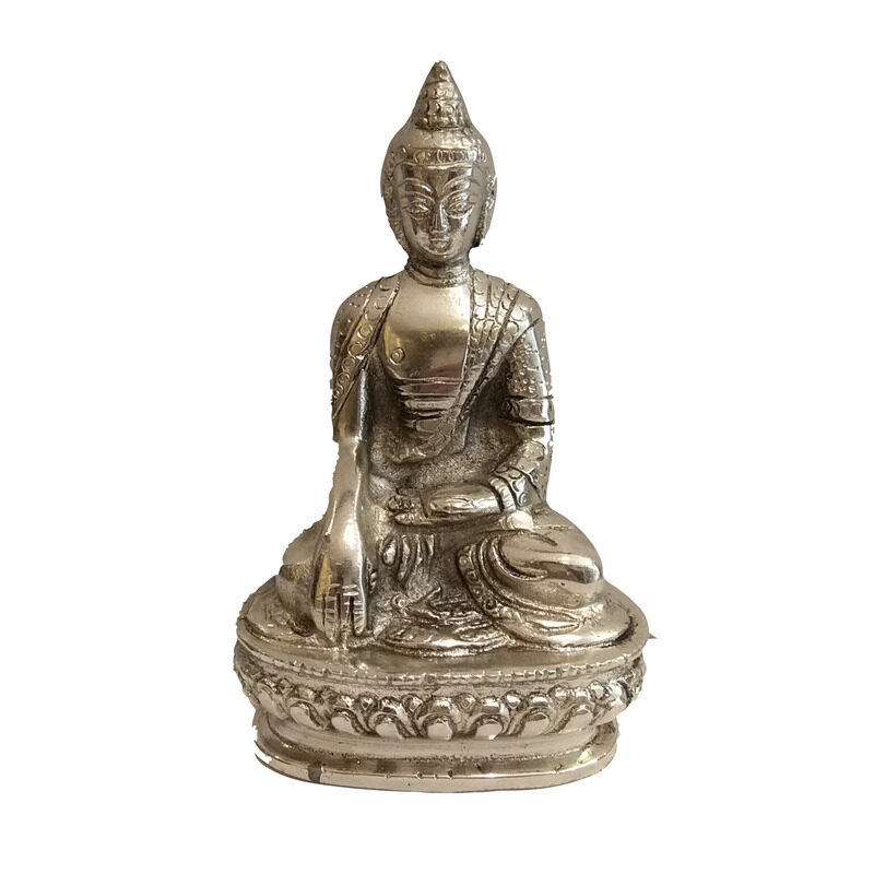 Μεταλλικός Βούδας Καθισμένος Σε Λωτό 16εκ