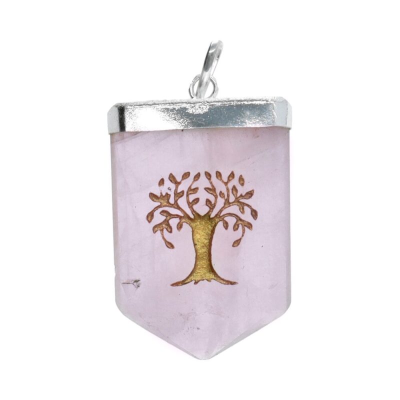 Μενταγιόν Ροζ Χαλαζίας Δέντρο Της Ζωής – Rose Quartz Tree Of Life