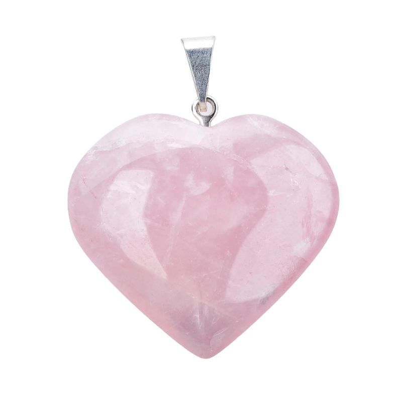 Μενταγιόν Καρδιά Ροζ Χαλαζίας – Rose Quartz 3εκ