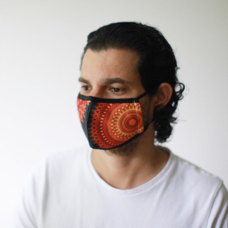 Μάσκα Προστασίας Προσώπου Orange Mandala – Ενήλικες