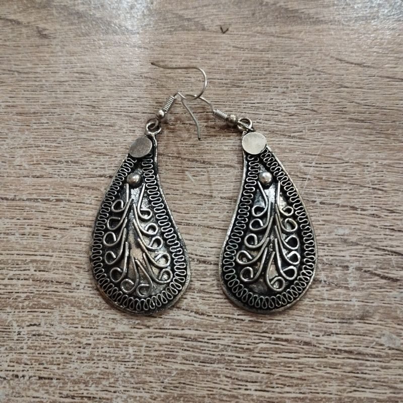 Σκουλαρίκια Επάργυρα Σταγόνα Ethnic Style 6εκ