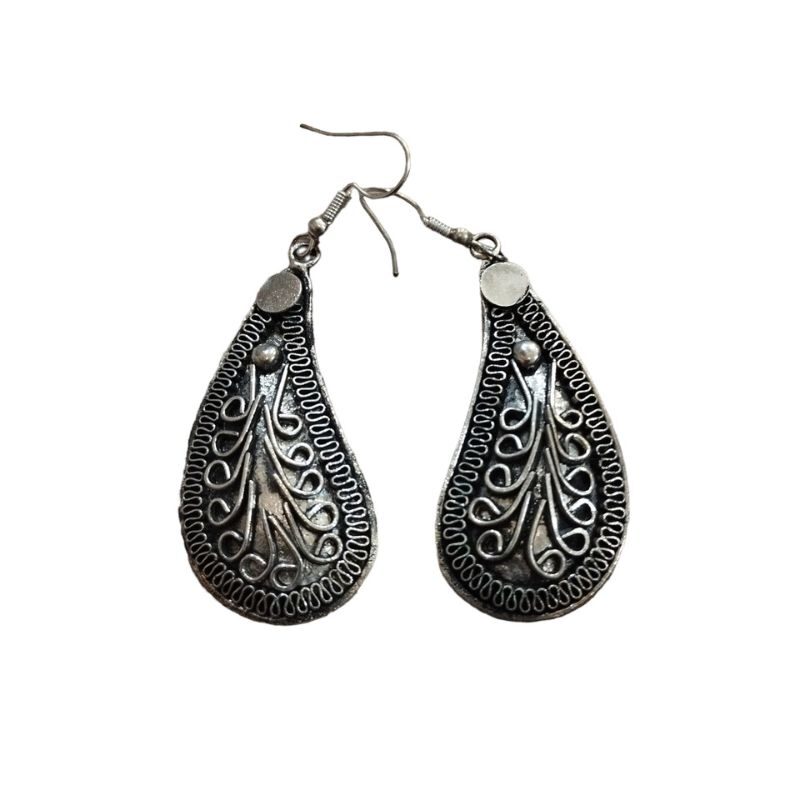 Σκουλαρίκια Επάργυρα Σταγόνα Ethnic Style 6εκ