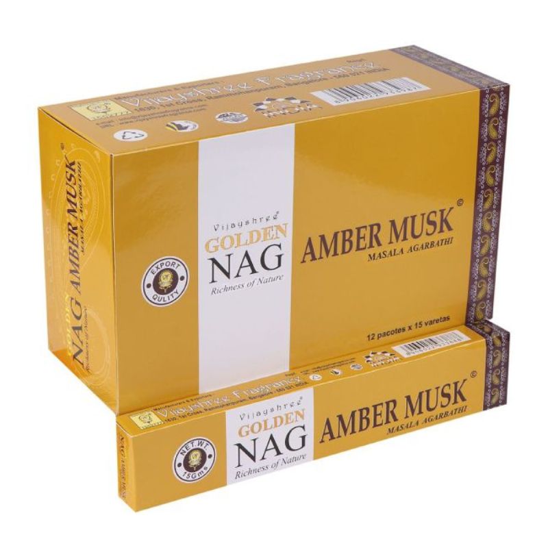 Αρωματικά Στικ Κεχριμπάρι Μόσχος – Golden Nag Amber Musk 15γρ