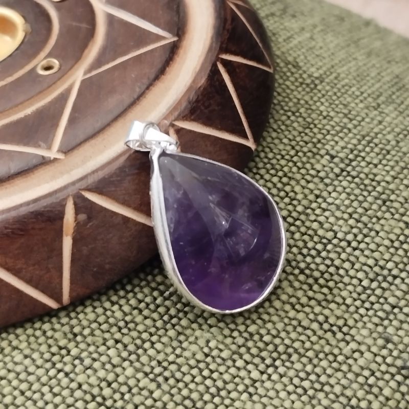 Μενταγιόν Αμέθυστος – Amethyst Silver Plated Drop